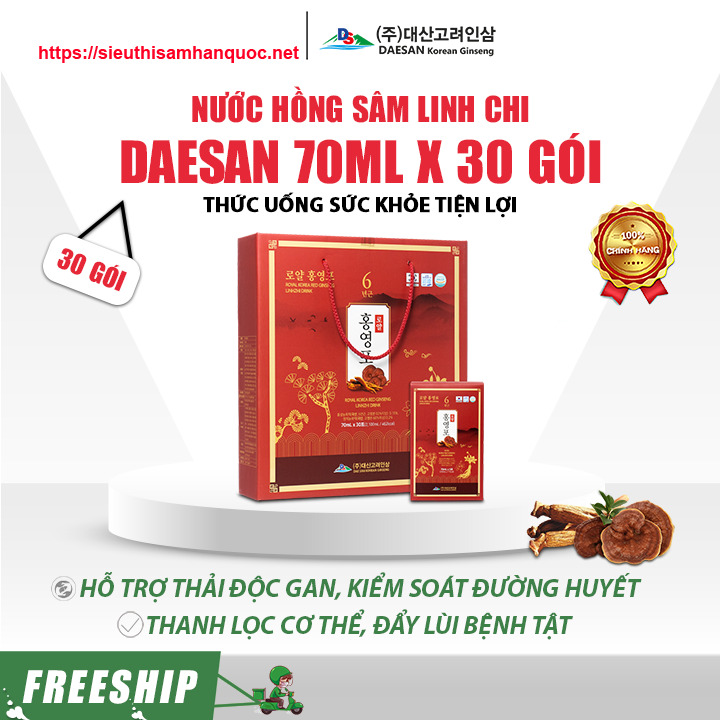 Nước Hồng Sâm Linh Chi Daesan Hàn Quốc 70ml x 30 gói